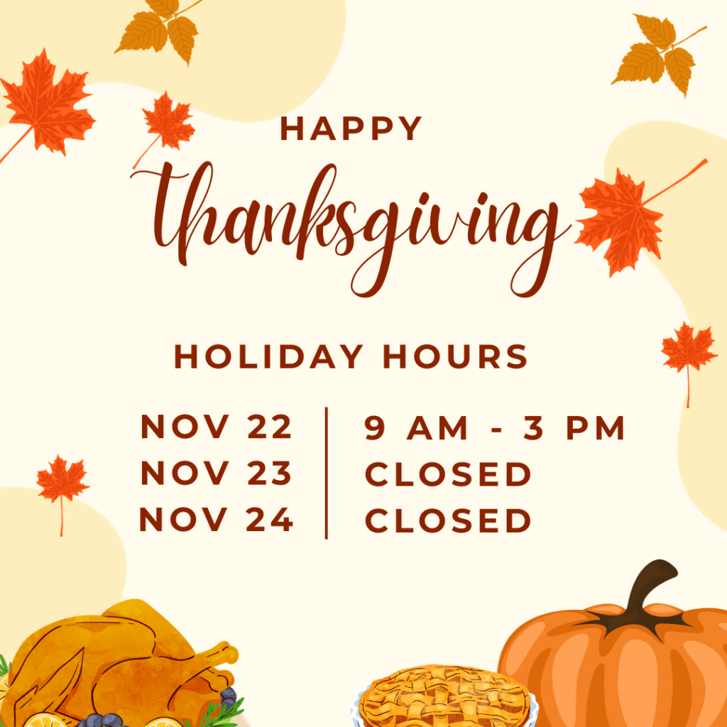 AMI’s Thanksgiving Holiday Hours // CLOSED